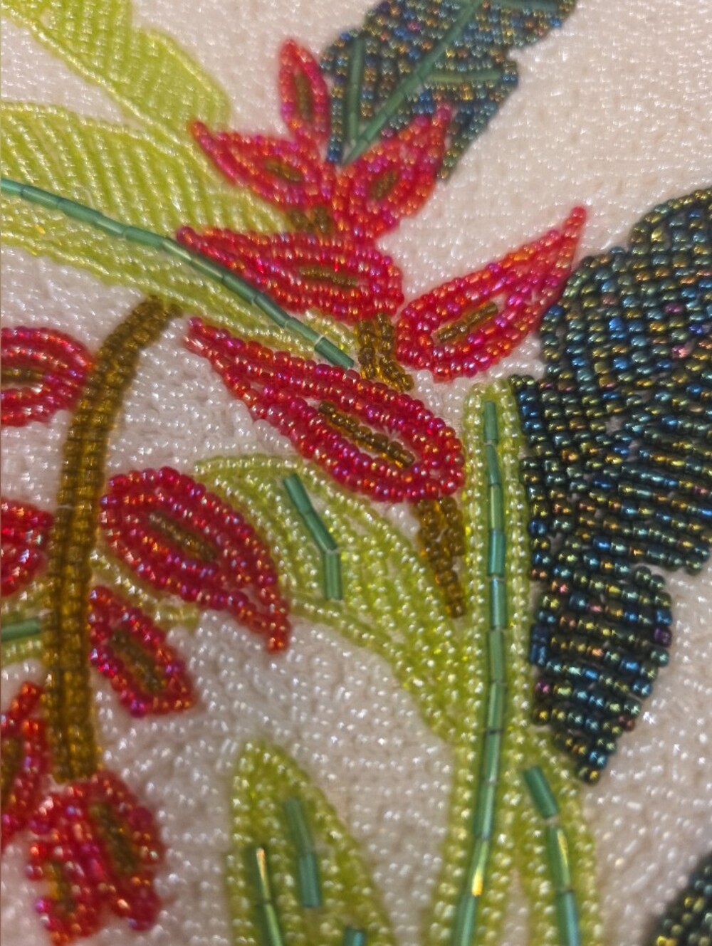 Maui by Design Hand Beaded Col I rful Bag w/ Beaded Strap Tropical Flowers - Picture 6 of 10